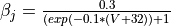 \beta_j  = \frac{0.3}{(exp(-0.1*(V+32))+1}